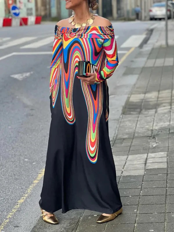 NovaMAY™ - Elegant Dress with a colorful print