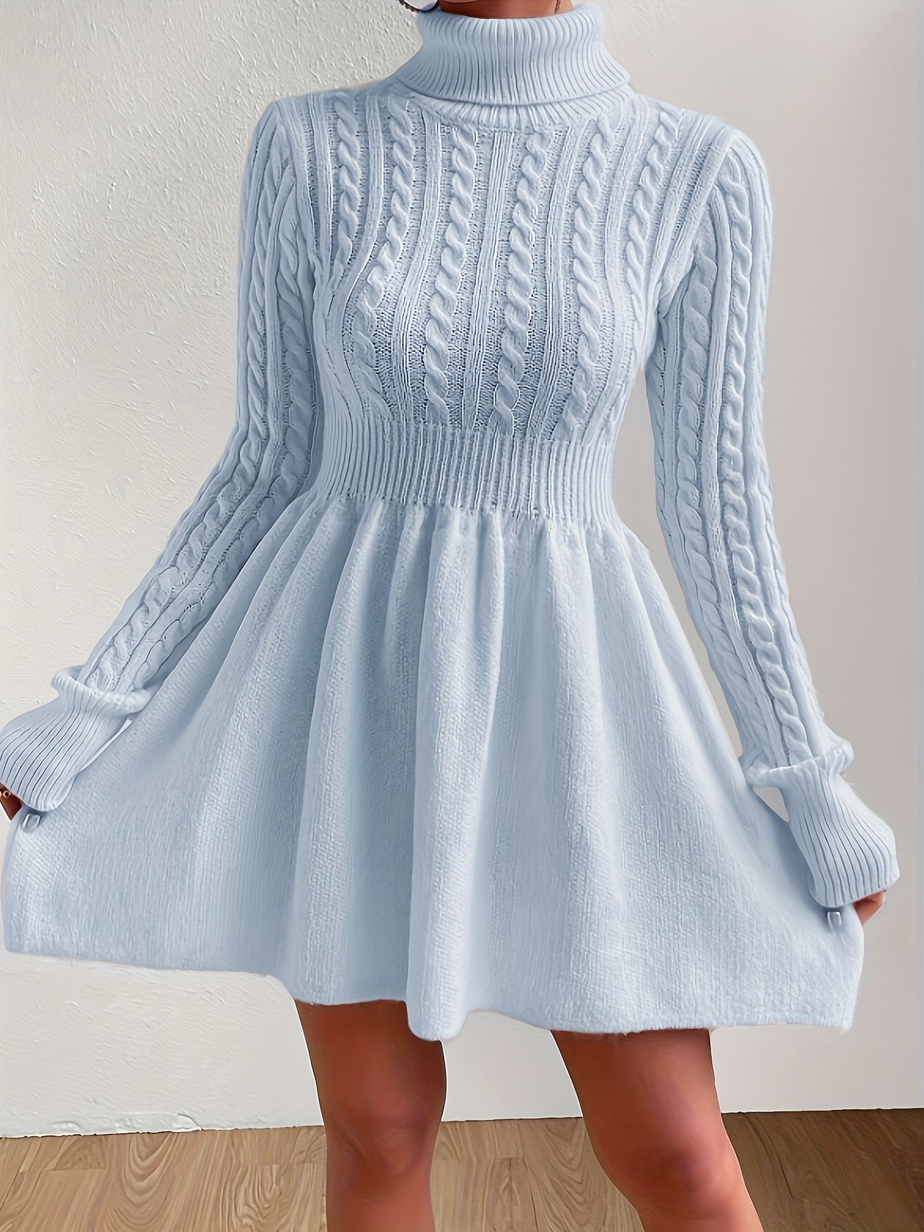 Elena™ - Knitted Turtleneck Sweater Dress