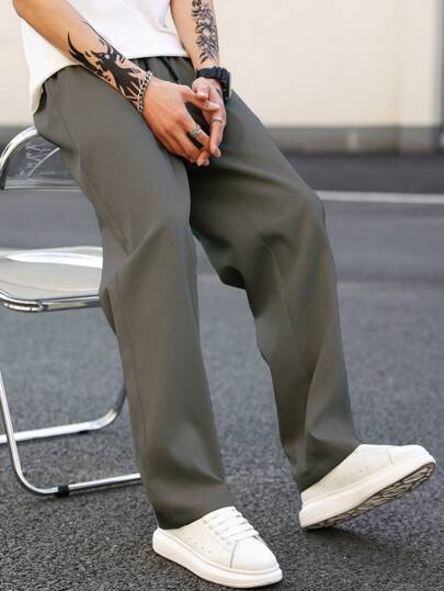 Oscar | Men's solid-color straight-leg trousers