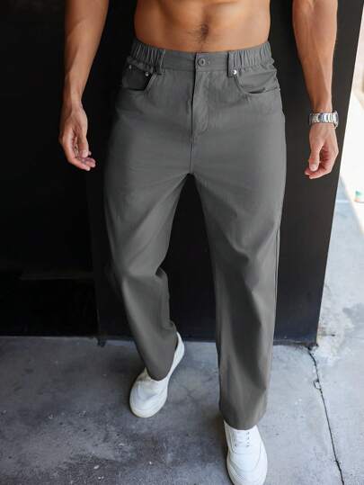 Arthur | Plain straight-leg trousers for men