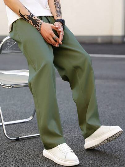 Oscar | Men's solid-color straight-leg trousers