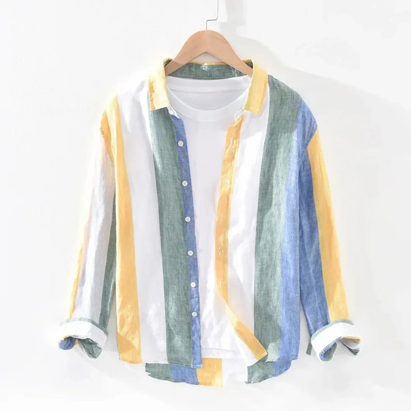 Jackie | white striped linen men's shirt