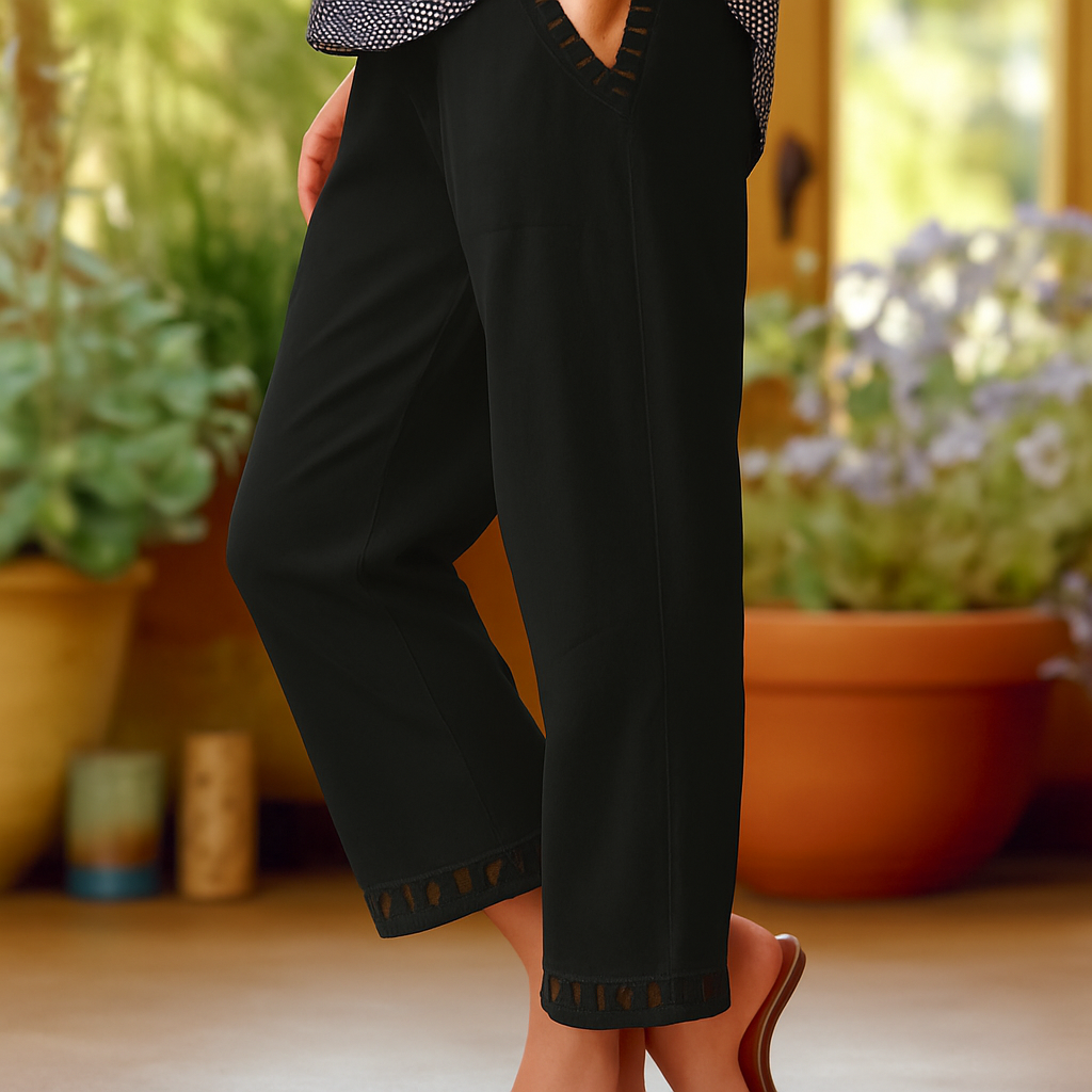 Poppy - Airy Linen Cropped Pants with Stretch