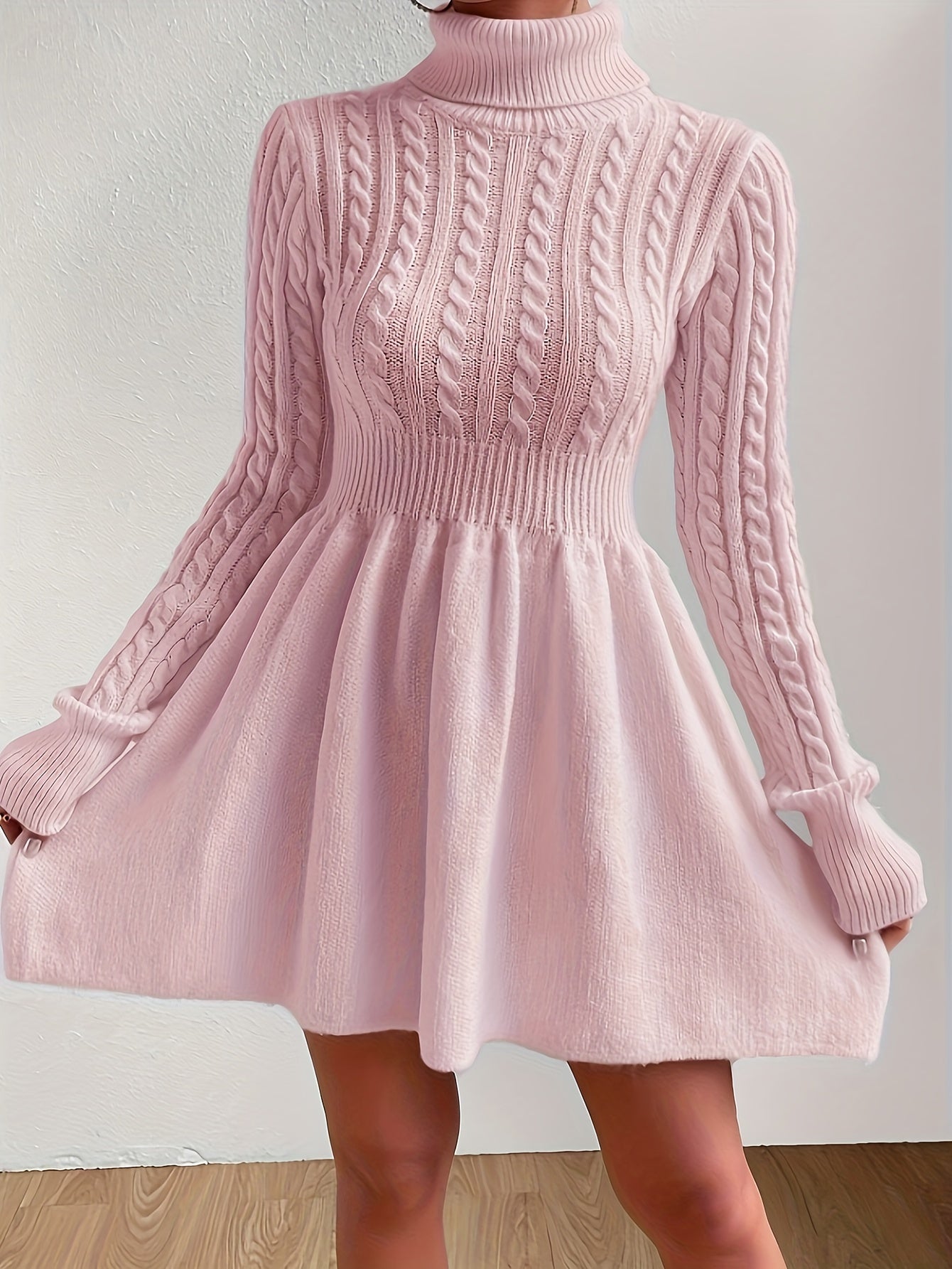 Elena™ - Knitted Turtleneck Sweater Dress