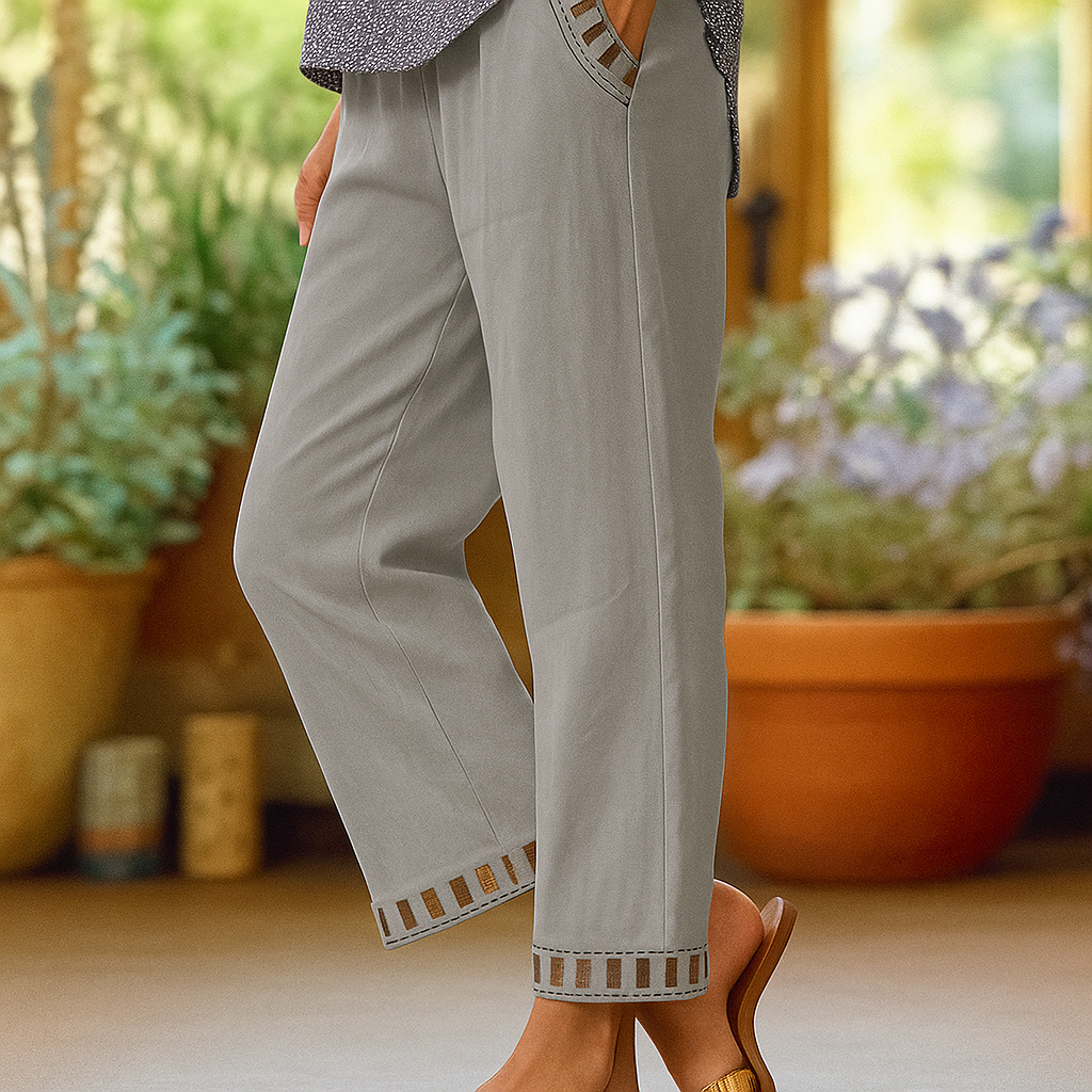 Poppy - Airy Linen Cropped Pants with Stretch