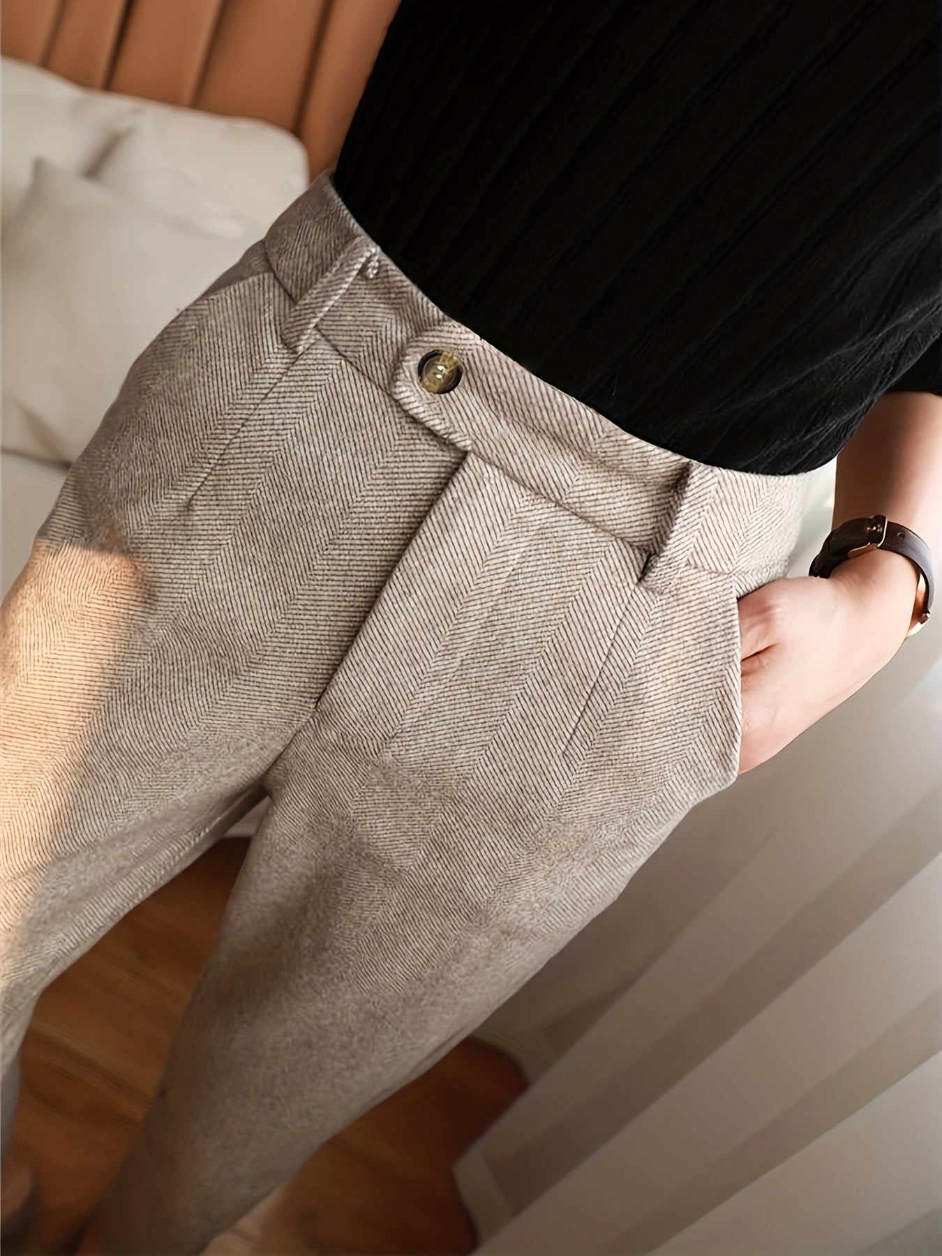 Jameson™ Fitted Herringbone Trousers