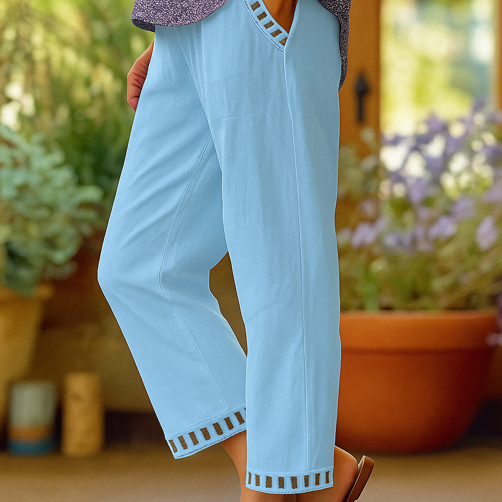 Poppy - Airy Linen Cropped Pants with Stretch