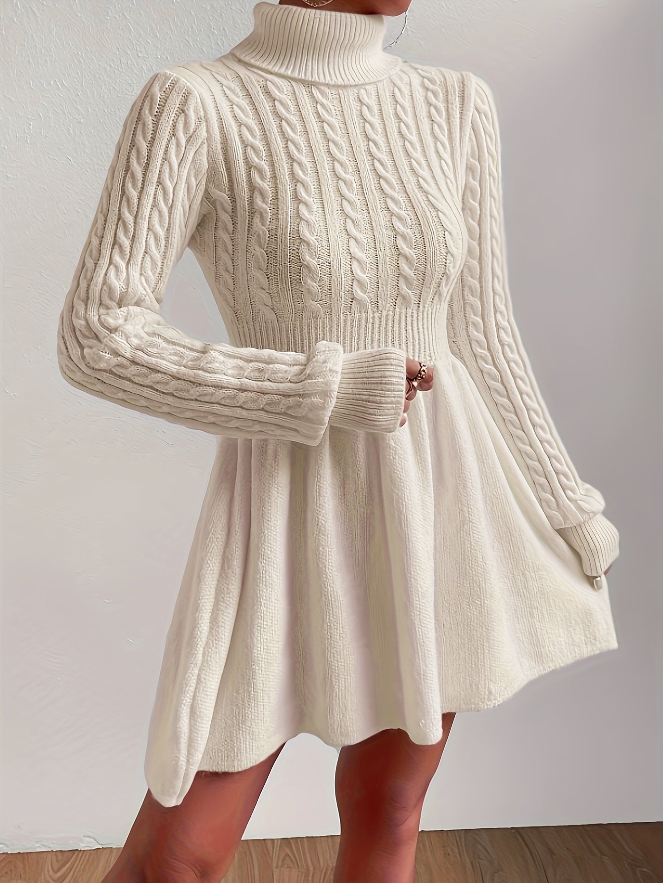 Elena™ - Knitted Turtleneck Sweater Dress