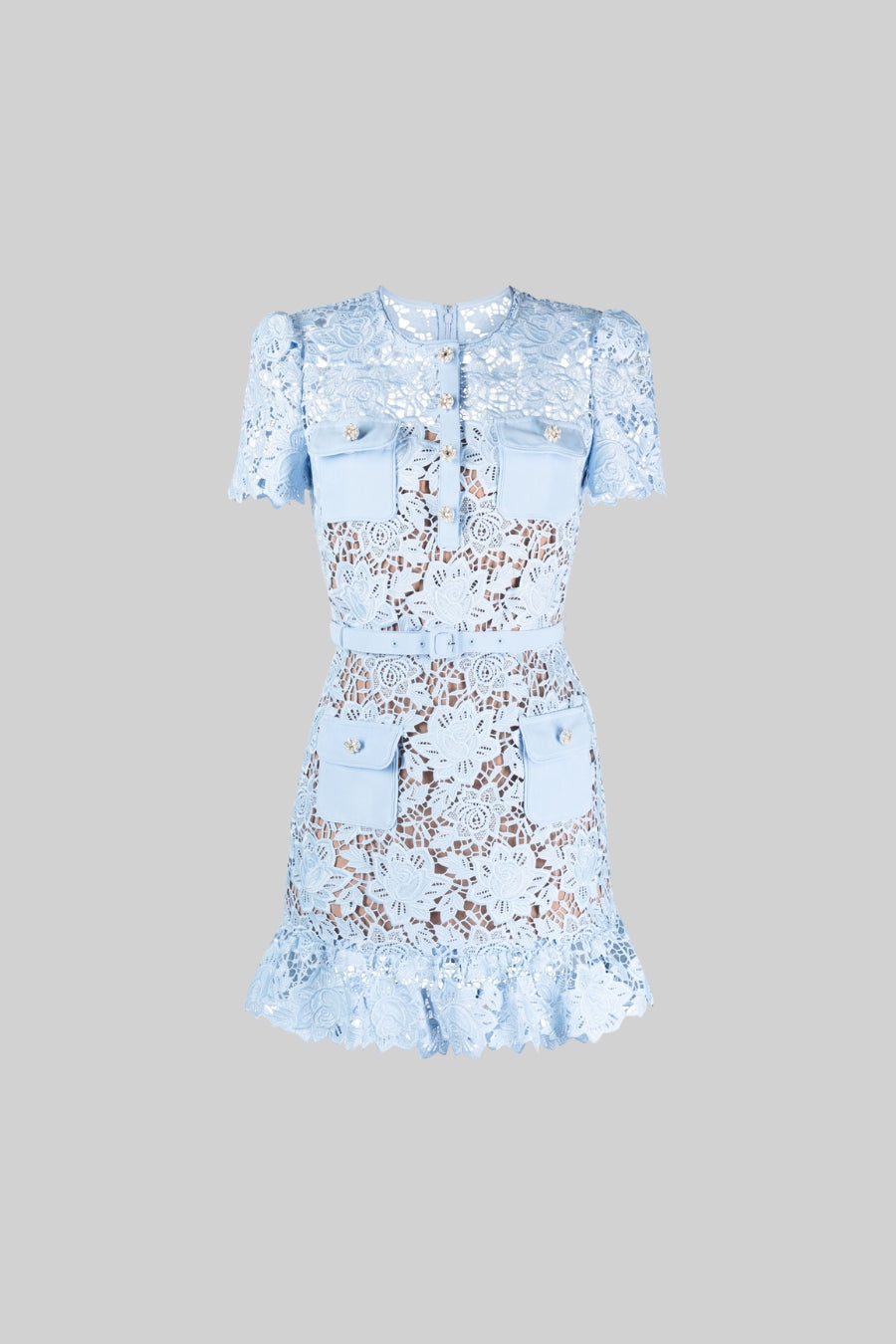Amarine™ Embroidered Floral Dress - Blue