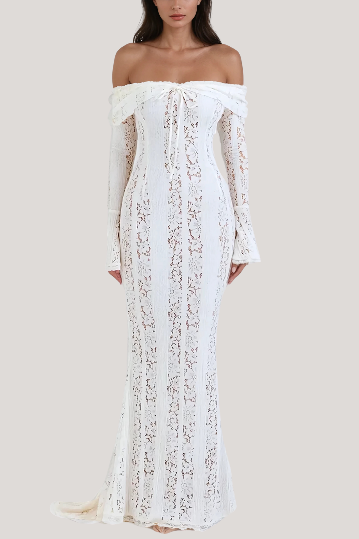 Jenna™: Off-Shoulder Maxi Dress with Luxe Lace