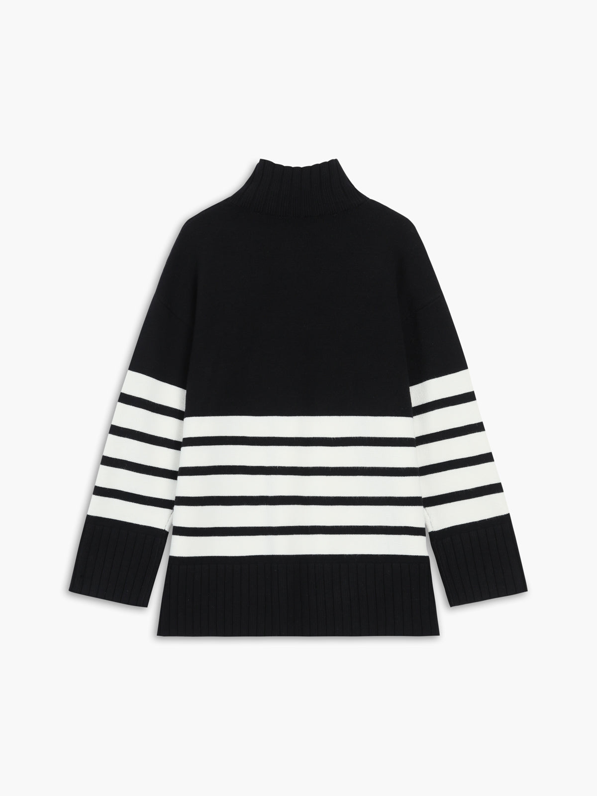 Noor – Striped Mock Neck Sweater
