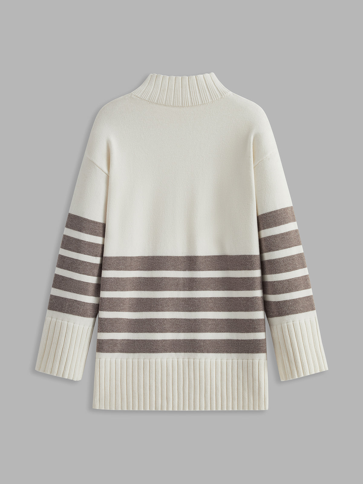 Noor – Striped Mock Neck Sweater