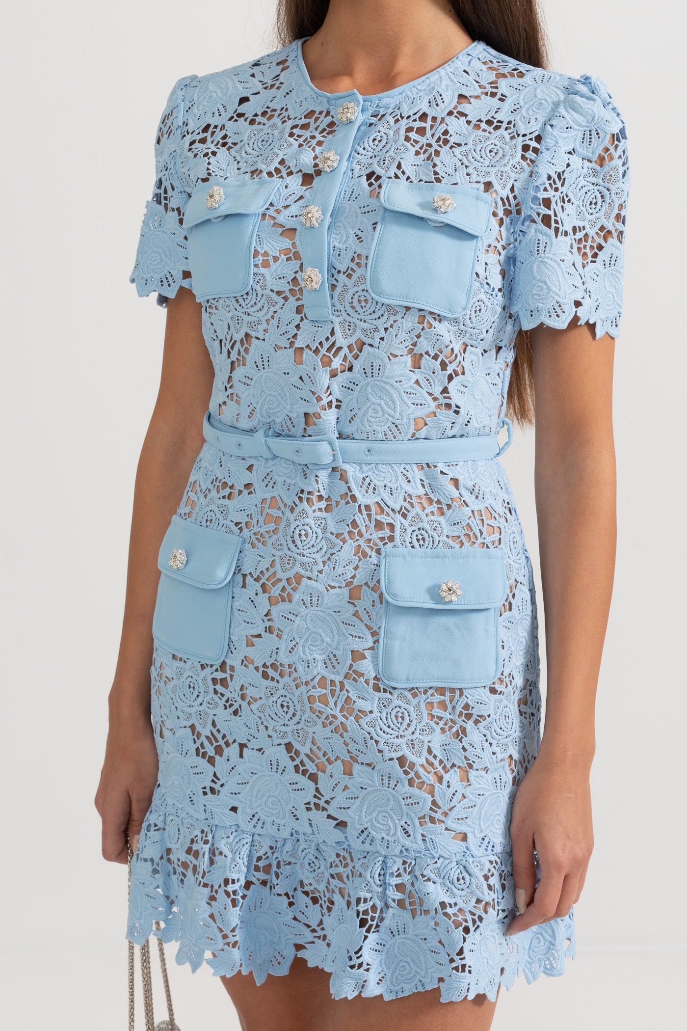 Amarine™ Embroidered Floral Dress - Blue
