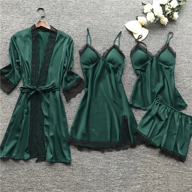 3-piece silk sleep set - luxurious women's nightwear ensemble