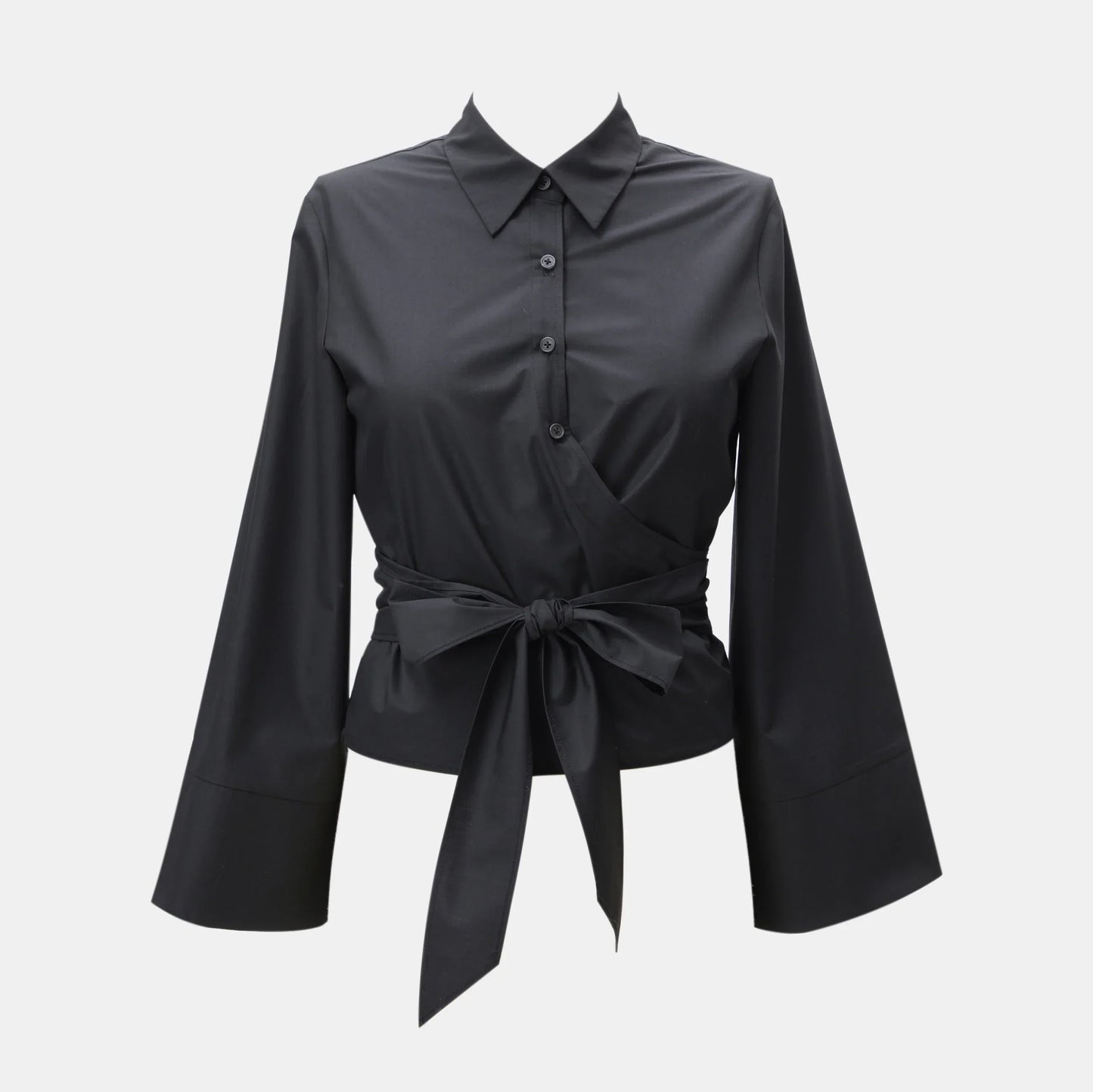 Onni | Trendy women's shirt with a polo neck and tie closure