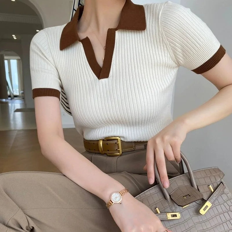 Hannah | Knitted Women's V-Neck Top