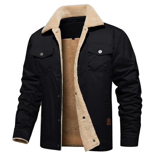 Piers | Autumn Winter Men's Jacket Casual Warm Fleece Black