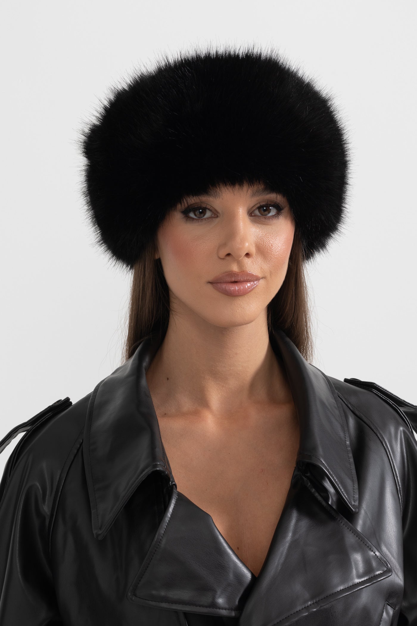 NoireLuxe™: Black Furry Hat with Wide Brim