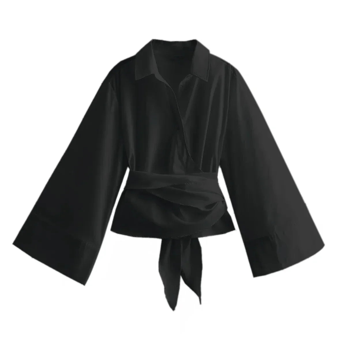 Onni | Trendy women's shirt with a polo neck and tie closure
