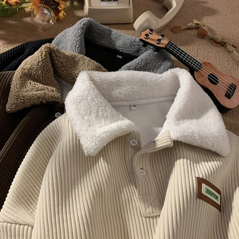Arthur | Loose-fitting corduroy polo sweatshirt for men