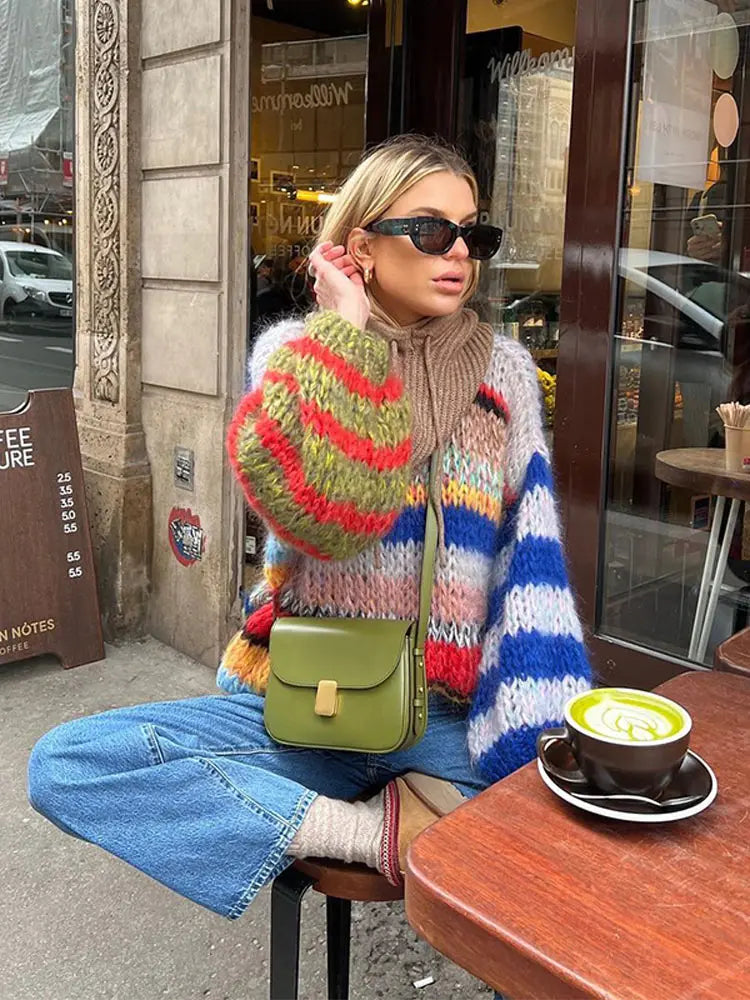 Trendy colorful long-sleeved sweater for women | Dareen