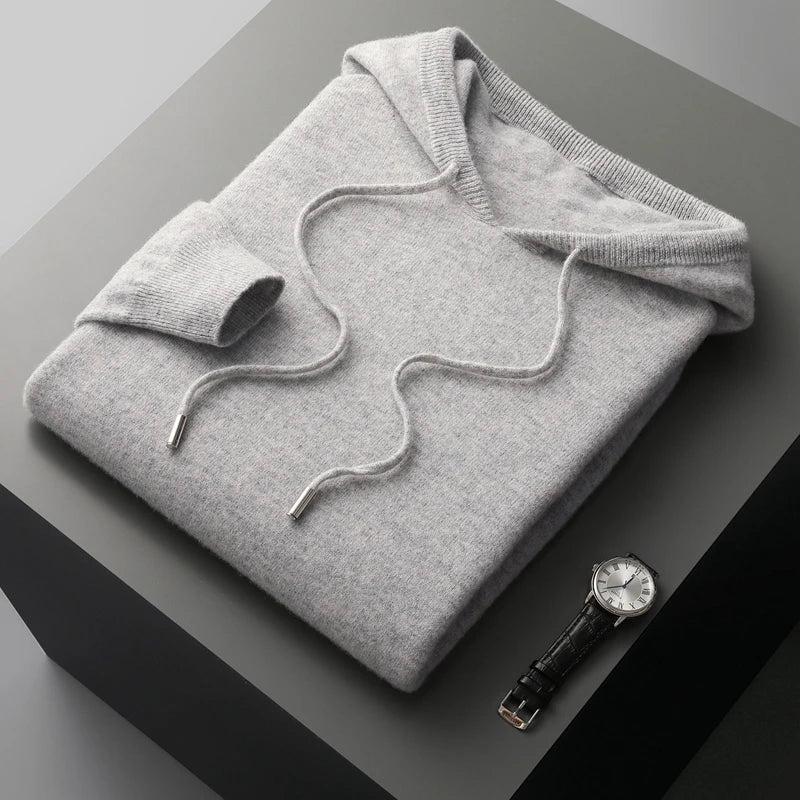 Nilo™ - Hoodie Sweater - 100% Merino Wool from Australia: Knitted Sweater for Autumn and Winter