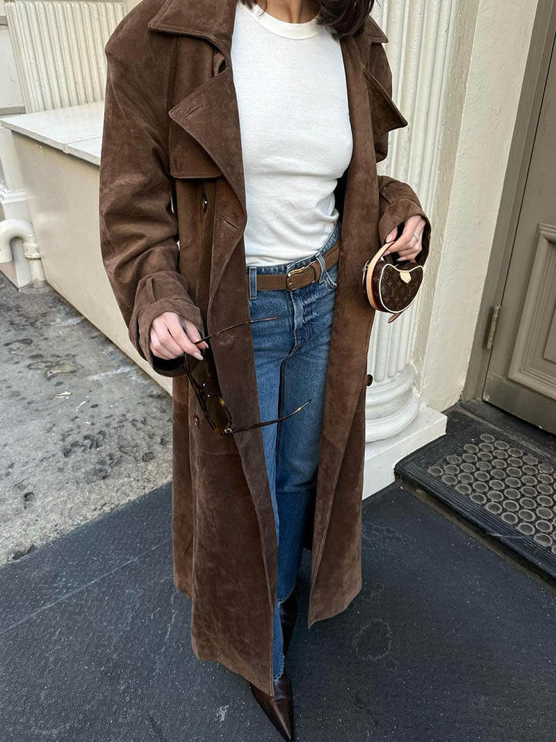 Comfortable suede trench coat for women | Gianna