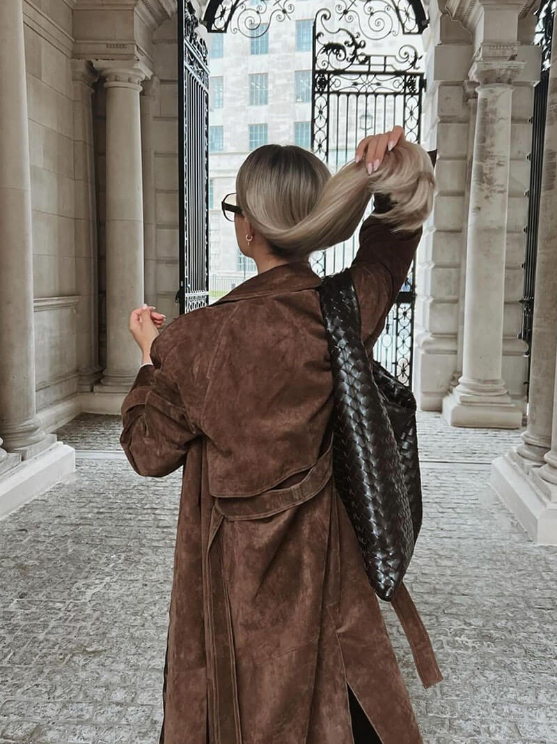 Comfortable suede trench coat for women | Gianna