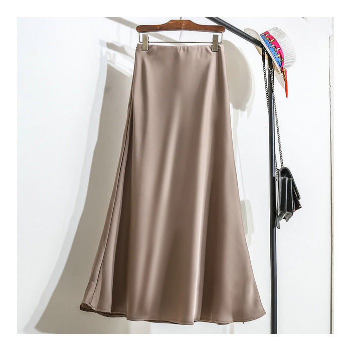 Onni | Trendy satin striped A-line skirt for women
