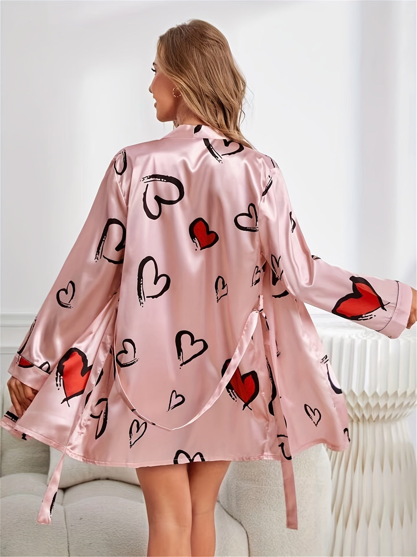 Amara™ - Satin Nightgown with Heart Print