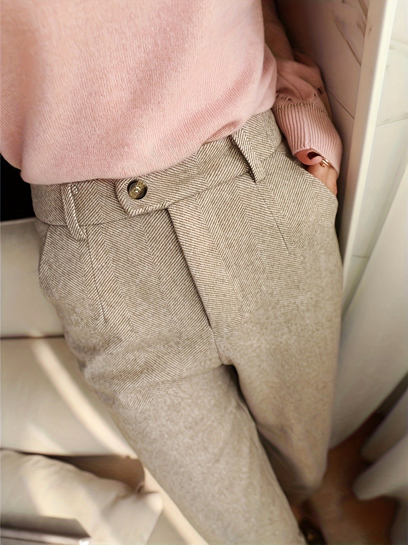 Jameson™ Fitted Herringbone Trousers