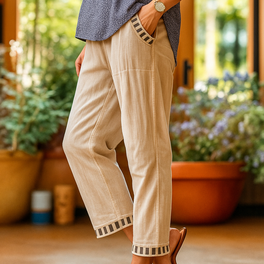 Poppy - Airy Linen Cropped Pants with Stretch