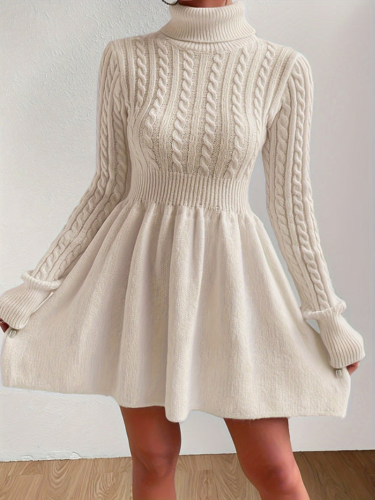 Elena™ - Knitted Turtleneck Sweater Dress