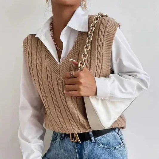 Gina - Sleeveless knitted women's cardigan