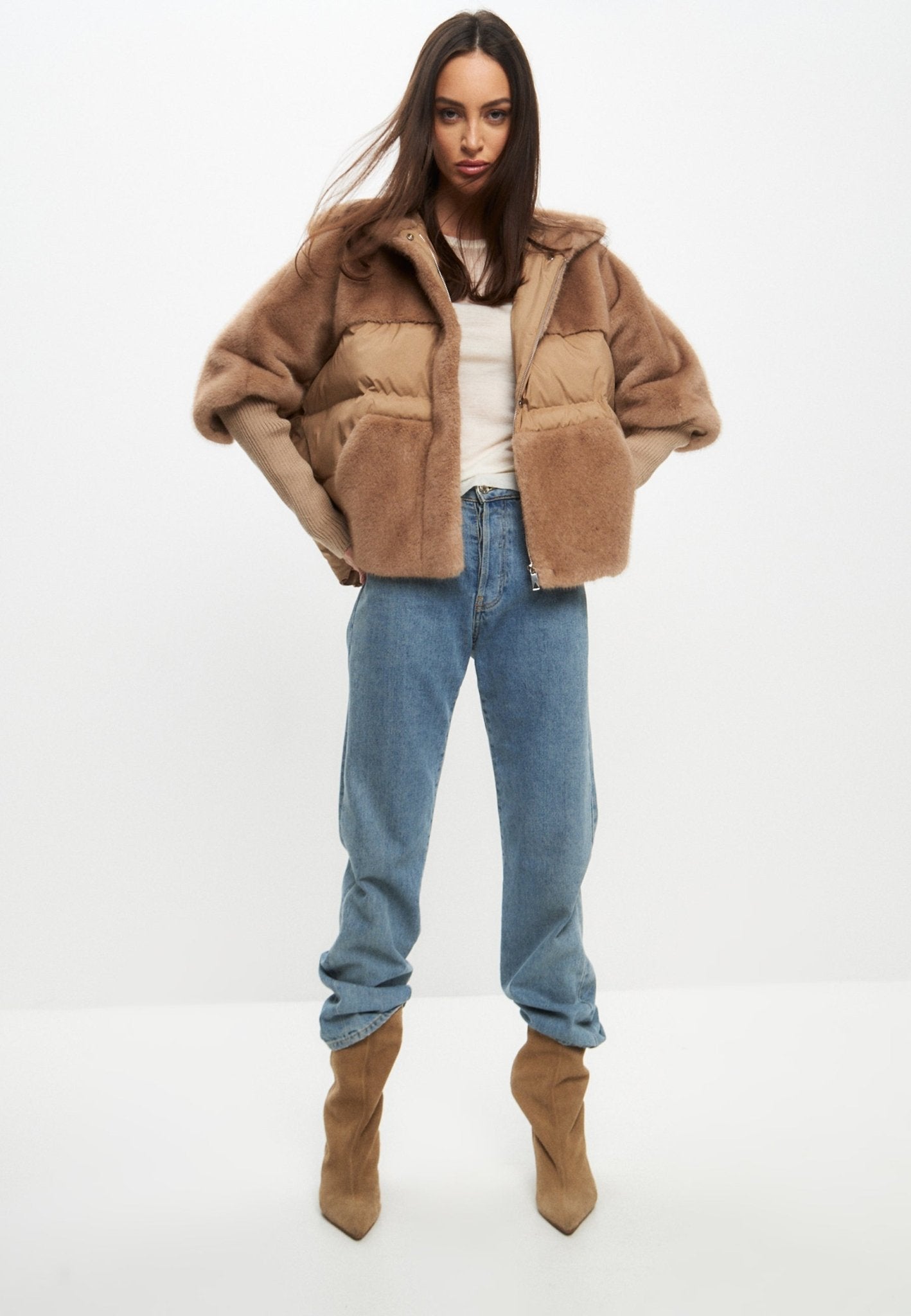 Celeste™ | Oversized Faux Fur Jacket - Beige