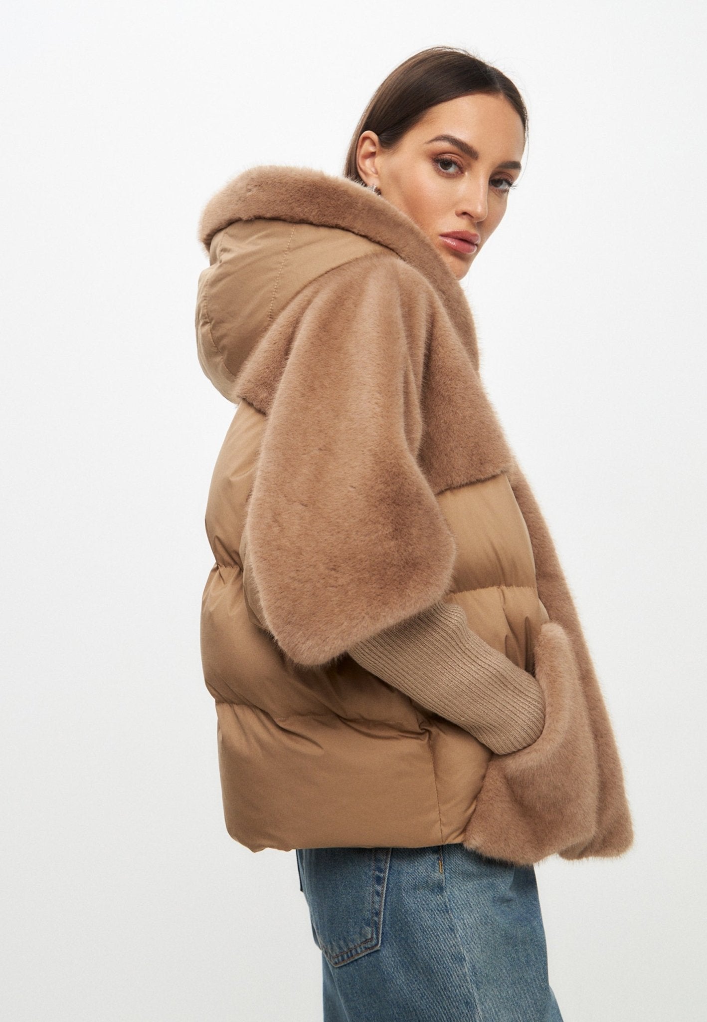 Celeste™ | Oversized Faux Fur Jacket - Beige