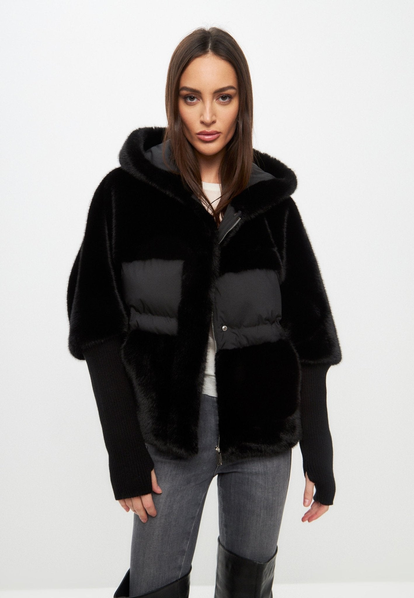 Celeste™ | Oversized Faux Fur Jacket - Black