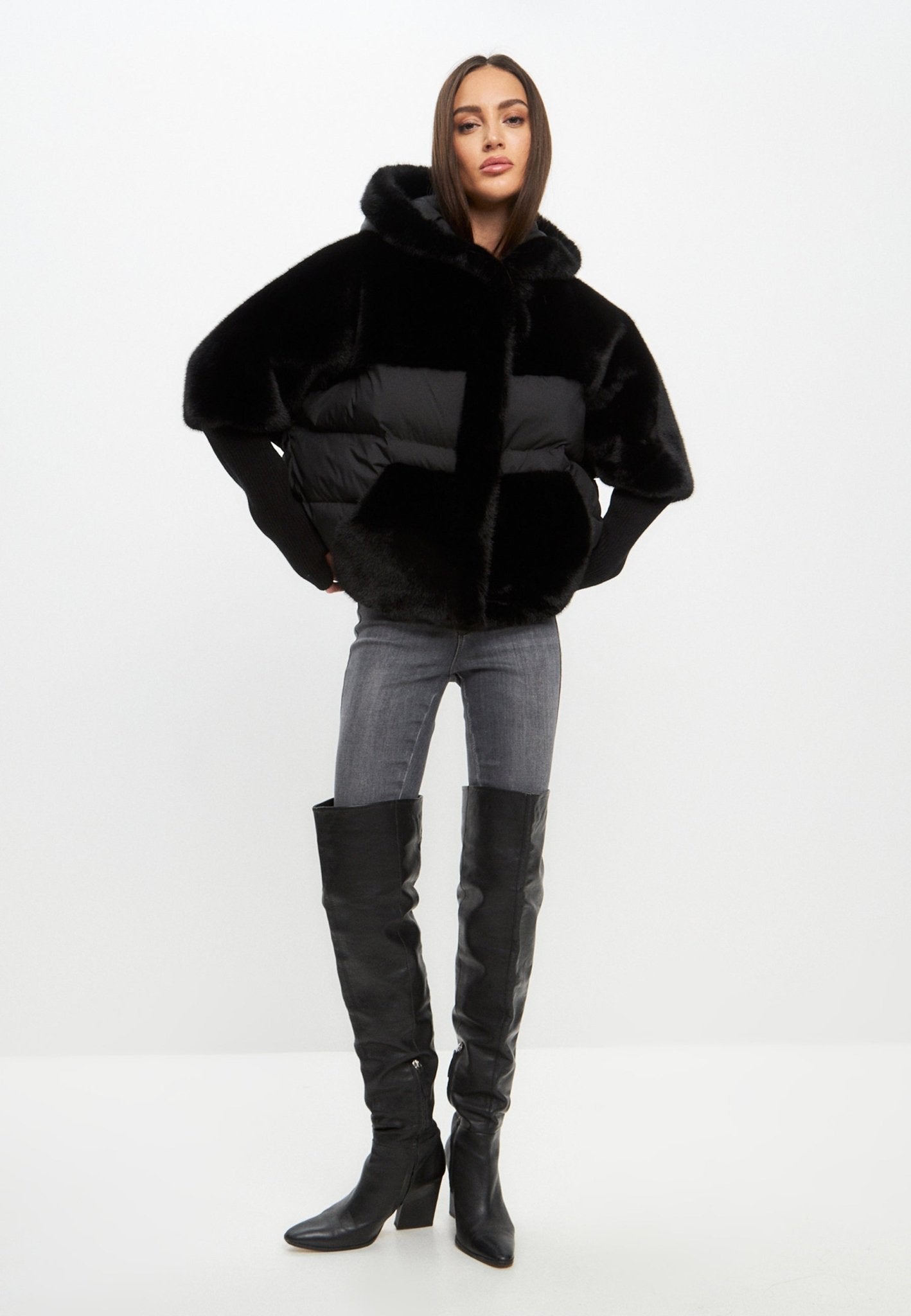 Celeste™ | Oversized Faux Fur Jacket - Black