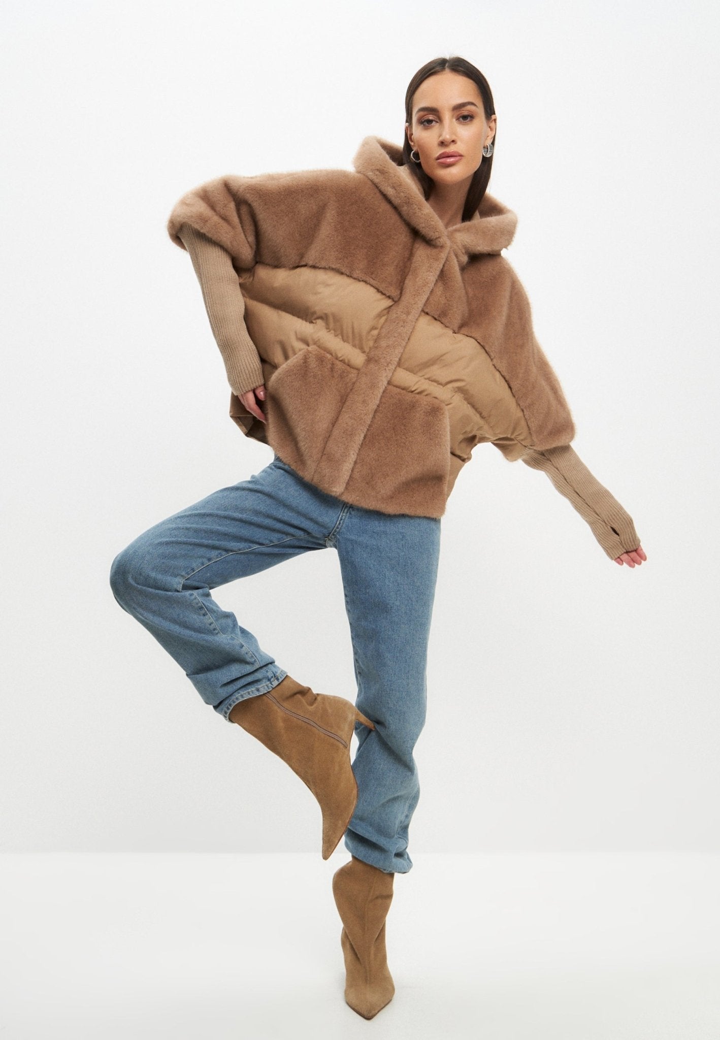 Celeste™ | Oversized Faux Fur Jacket - Beige
