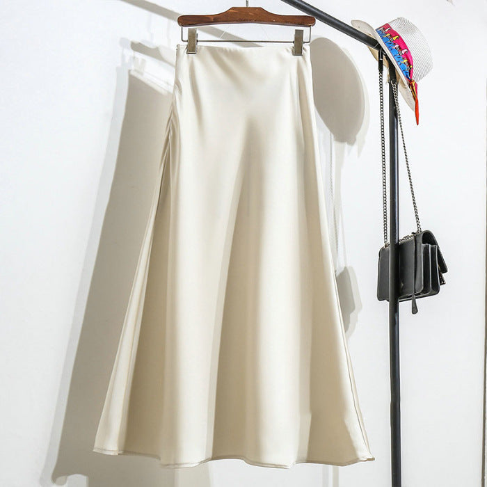 Onni | Trendy satin striped A-line skirt for women