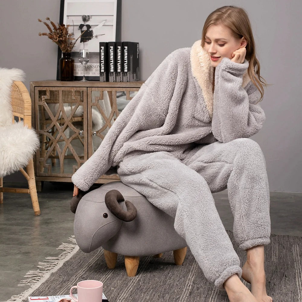 2-piece fleece loungewear set - cozy women's pajama set