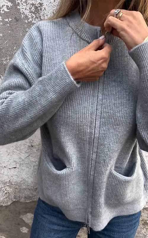 Audrey | Zipper Knitted Cardigan for Women