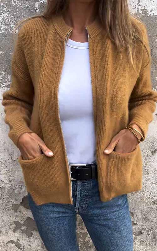 Audrey | Zipper Knitted Cardigan for Women