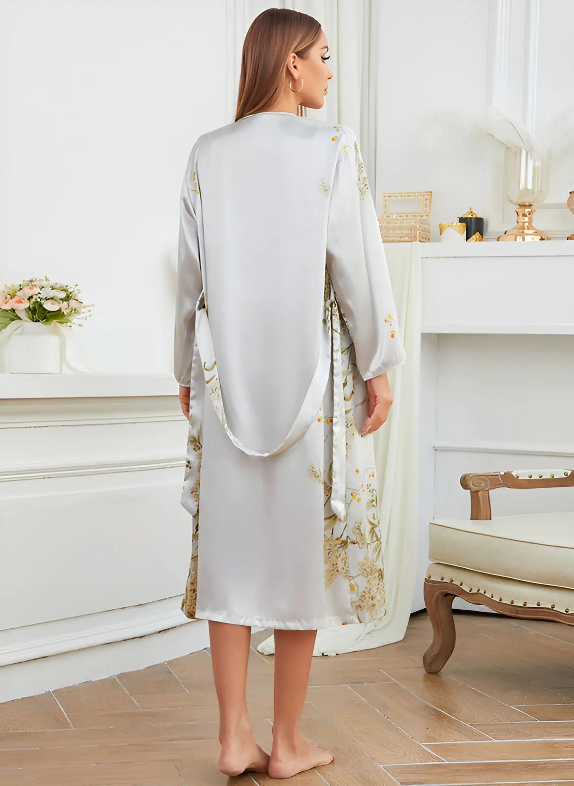 2-piece satin kimono set - elegant women's nightwear with matching nightgown