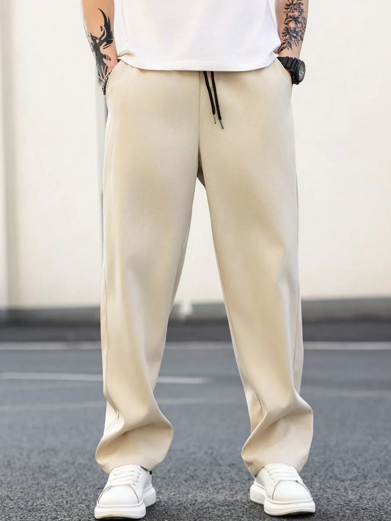 Oscar | Men's solid-color straight-leg trousers