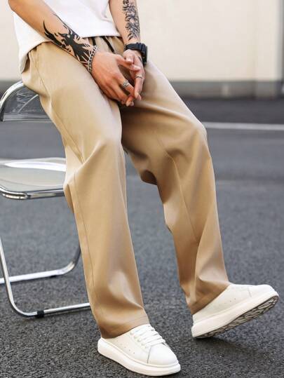 Oscar | Men's solid-color straight-leg trousers
