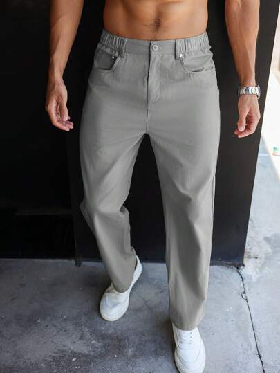 Arthur | Plain straight-leg trousers for men