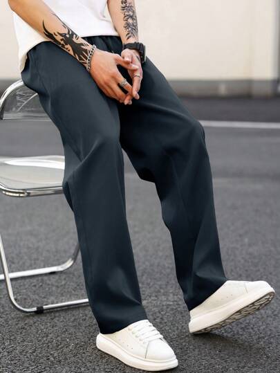 Oscar | Men's solid-color straight-leg trousers