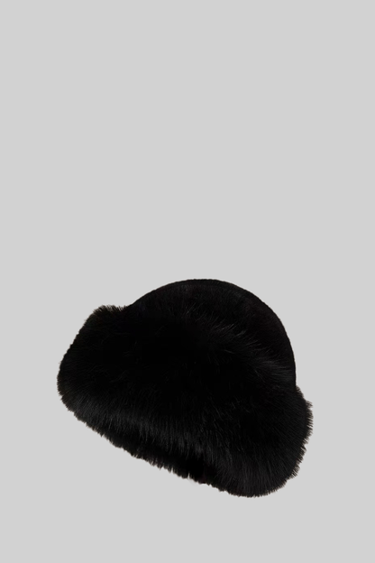 NoireLuxe™: Black Furry Hat with Wide Brim