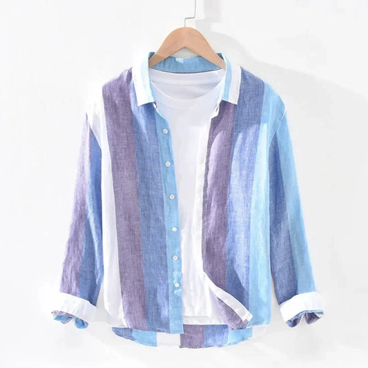 Jackie | white striped linen men's shirt